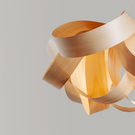 Handcrafted Nordic Veneer Wood Lamp with Rustic Design