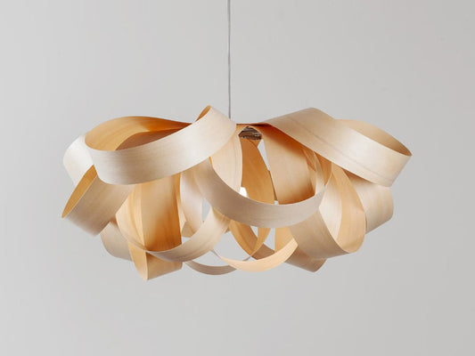 Handcrafted Nordic Veneer Wood Lamp with Rustic Design