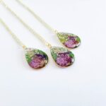 November birth month flower necklace, birthday gift for her, handmade gift, resin jewelry, birthday gift for mom, nature gifts - Image 3