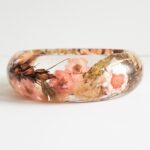 Gift for her Christmas, real flower bracelet, resin bangle, real wheat bracelet, handmade jewelry gift, best Christmas gift
