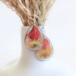 Fall earrings, autumn leaf jewelry, real flower earrings, resin jewelry, fall gifts, nature jewelry, botanical jewelry - Image 2