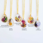 Birth month flower necklace, unique gift for her Birthday, pressed flower necklace, dried flower resin jewelry, botanical jewelry, nature - Image 2