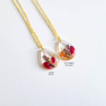 Birth month flower necklace, unique gift for her Birthday, pressed flower necklace, dried flower resin jewelry, botanical jewelry, nature - Image 3