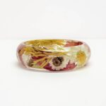 Pressed leaf bracelet, daisy jewelry, pressed flower jewelry, real flower bangle, real flower bracelet, nature gifts, nature jewelry, gifts - Image 2