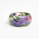 resin bracelet with real pressed flowers, july birth flower birthday gift ideas, real flower jewelry, botanical jewelry, chunky bracelet - Image 3