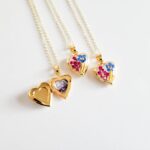 Mini heart locket necklace, forget me not necklace, custom charm necklace, personalized photo locket, gift for her, for mom, for wife - Image 7