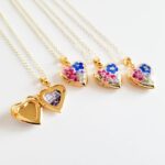 Mini heart locket necklace, forget me not necklace, custom charm necklace, personalized photo locket, gift for her, for mom, for wife - Image 6