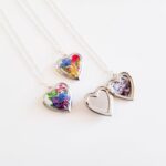 Heart locket necklace with real flowers, photo locket necklace, forget me not, gift for Mother,  wife, friend, Valentine's day gift for her - Image 4