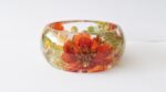 pressed flower bracelet, resin bracelet, resin bangle, flower jewelry, flower bloom jewelry, pressed flower bracelet, burnt orange jewelry - Image 2