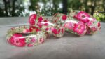 real flower resin bangle, real flower bracelet, resin bracelet, nature inspired jewelry, flower jewelry, flower bangle, gifts, rose bracelet - Image 2