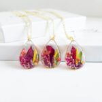 August birthflower necklace, personalized birthday gift, pressed flower jewelry, Gladiolus flower - Image 5