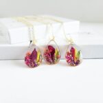 August birthflower necklace, personalized birthday gift, pressed flower jewelry, Gladiolus flower - Image 4