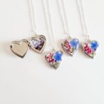 Forget me not Heart locket necklace, custom charm necklace, personalized locket necklace, gifts for women, handmade gift, gift for mom - Image 3