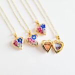 Mini heart locket necklace, forget me not necklace, custom charm necklace, personalized photo locket, gift for her, for mom, for wife - Image 4