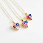 Mini heart locket necklace, forget me not necklace, custom charm necklace, personalized photo locket, gift for her, for mom, for wife - Image 5