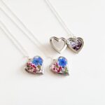 Forget me not Heart locket necklace, custom charm necklace, personalized locket necklace, gifts for women, handmade gift, gift for mom - Image 4