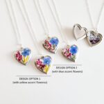 Forget me not Heart locket necklace, custom charm necklace, personalized locket necklace, gifts for women, handmade gift, gift for mom - Image 5
