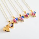 Mini heart locket necklace, forget me not necklace, custom charm necklace, personalized photo locket, gift for her, for mom, for wife - Image 3