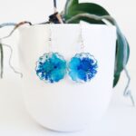 Real Flower Earrings, Pressed Flower Resin Squiggle Earrings, Handmade gift, Nature Lover Gift, Birthday Gift, Gift for Her, Christmas gift - Image 2
