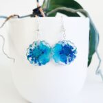 Real Flower Earrings, Pressed Flower Resin Squiggle Earrings, Handmade gift, Nature Lover Gift, Birthday Gift, Gift for Her, Christmas gift - Image 3