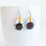Resin flower earrings, dried flower earrings, pressed flower earrings, botanical earrings, botanical jewelry, gift for her, gift for women - Image 7