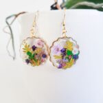 Wildflower earrings, Pressed flower resin earrings, handmade jewelry gift, nature lover gift - Image 3